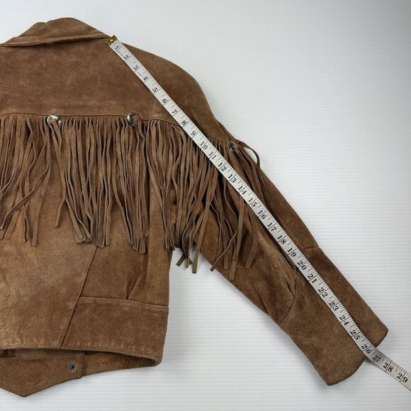 Vintage 90’s g4000 Suede Leather Fringe Western Jacket Brown Small Cowgirl Boho - Picture 14 of 16